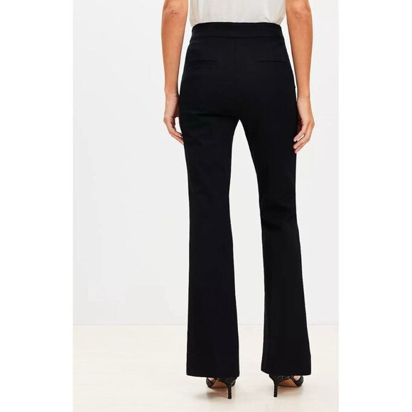 Loft Women’s Horsebit The Sutton Flare Dress Pants Black Bi-Stretch Size 4 - Picture 4 of 12